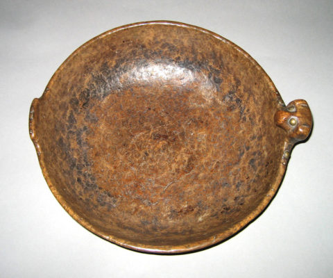 Top view of carved wooden bowl